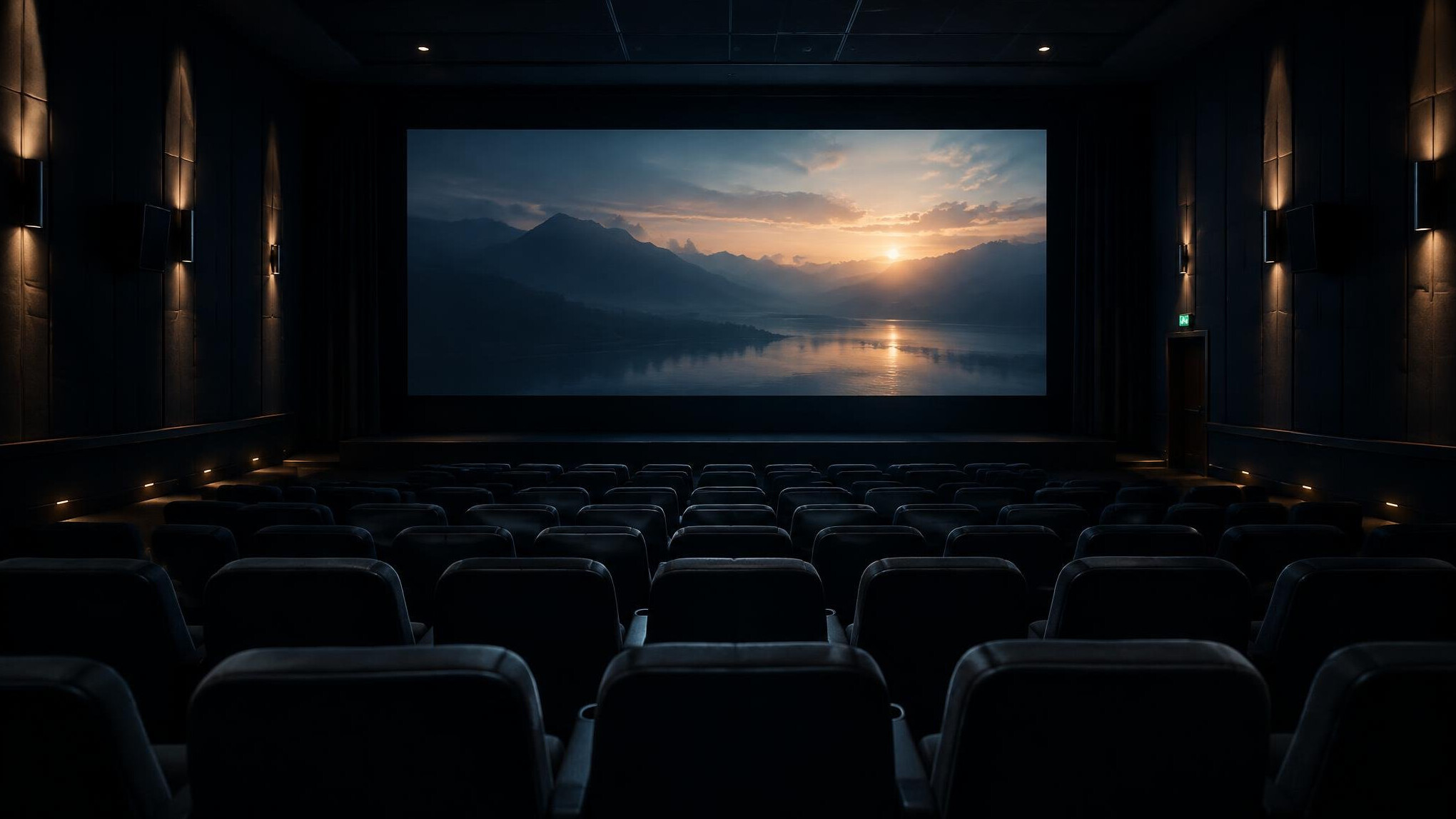 Cinema screen in a dark hall